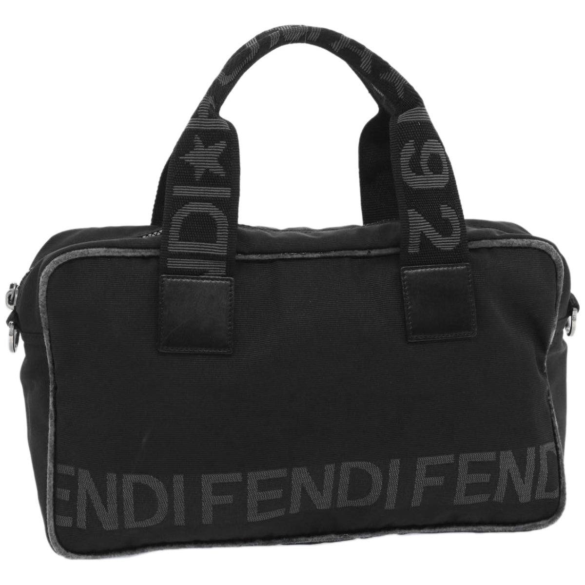 FENDI Hand Bag Canvas Black bs12372