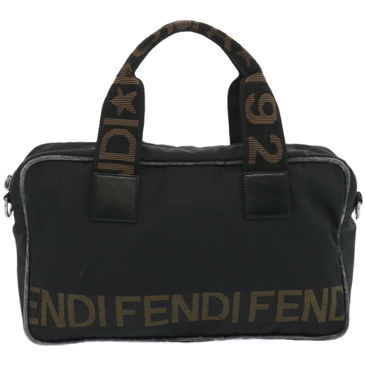 FENDI Hand Bag Canvas Black bs12372