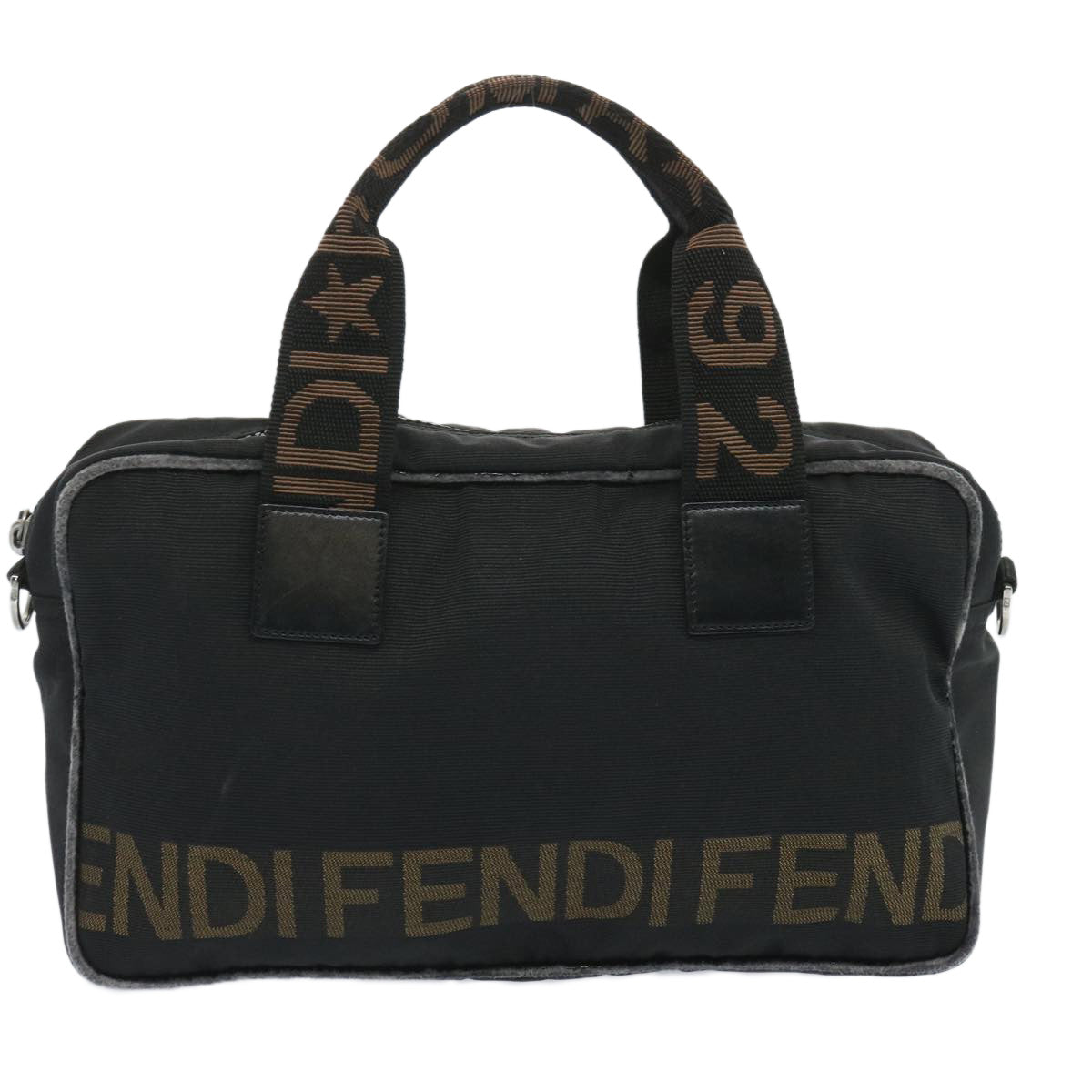 FENDI Hand Bag Canvas Black bs12372