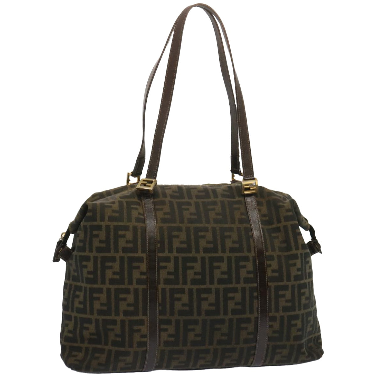 FENDI Zucca Canvas Tote Bag Black Brown bs12373