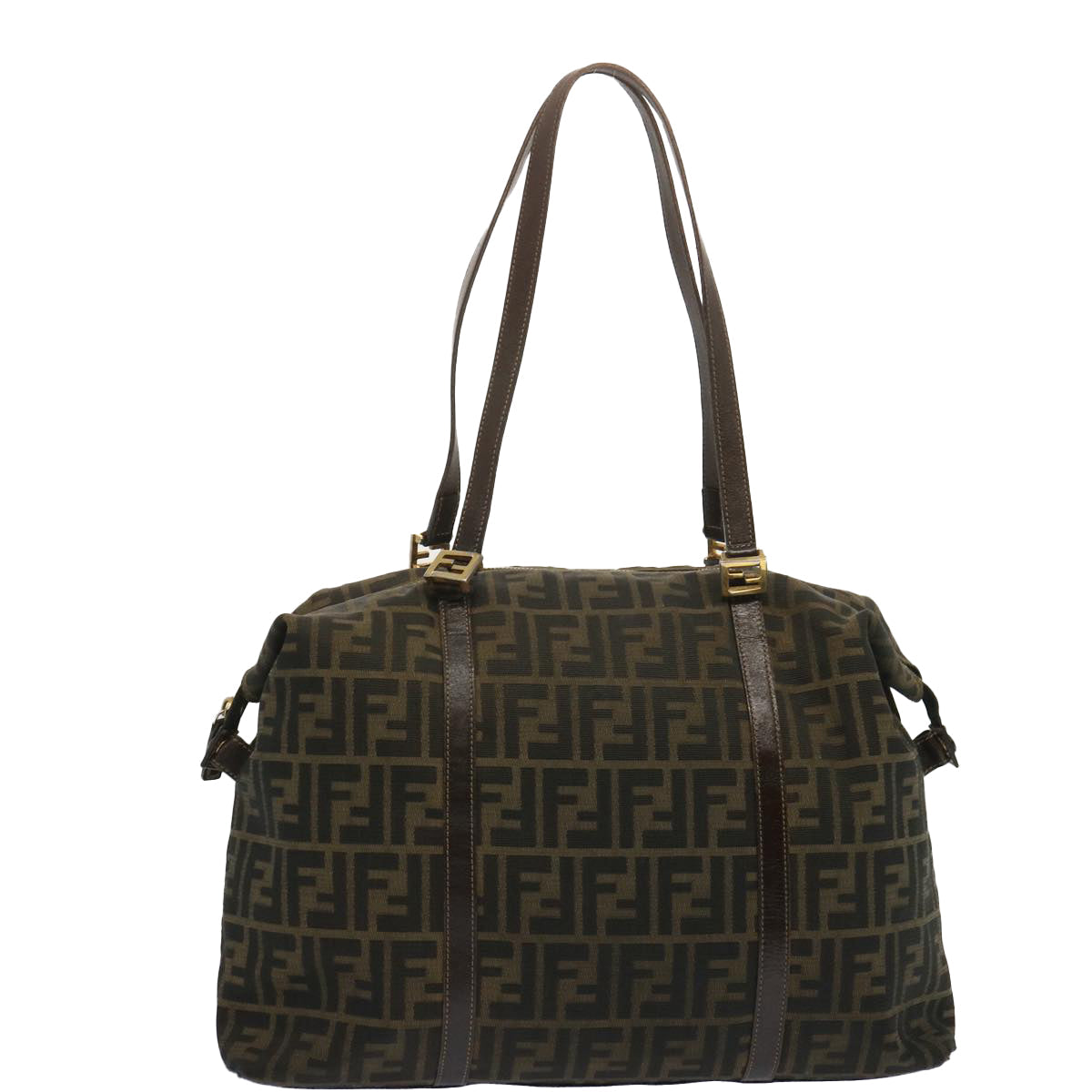 FENDI Zucca Canvas Tote Bag Black Brown bs12373