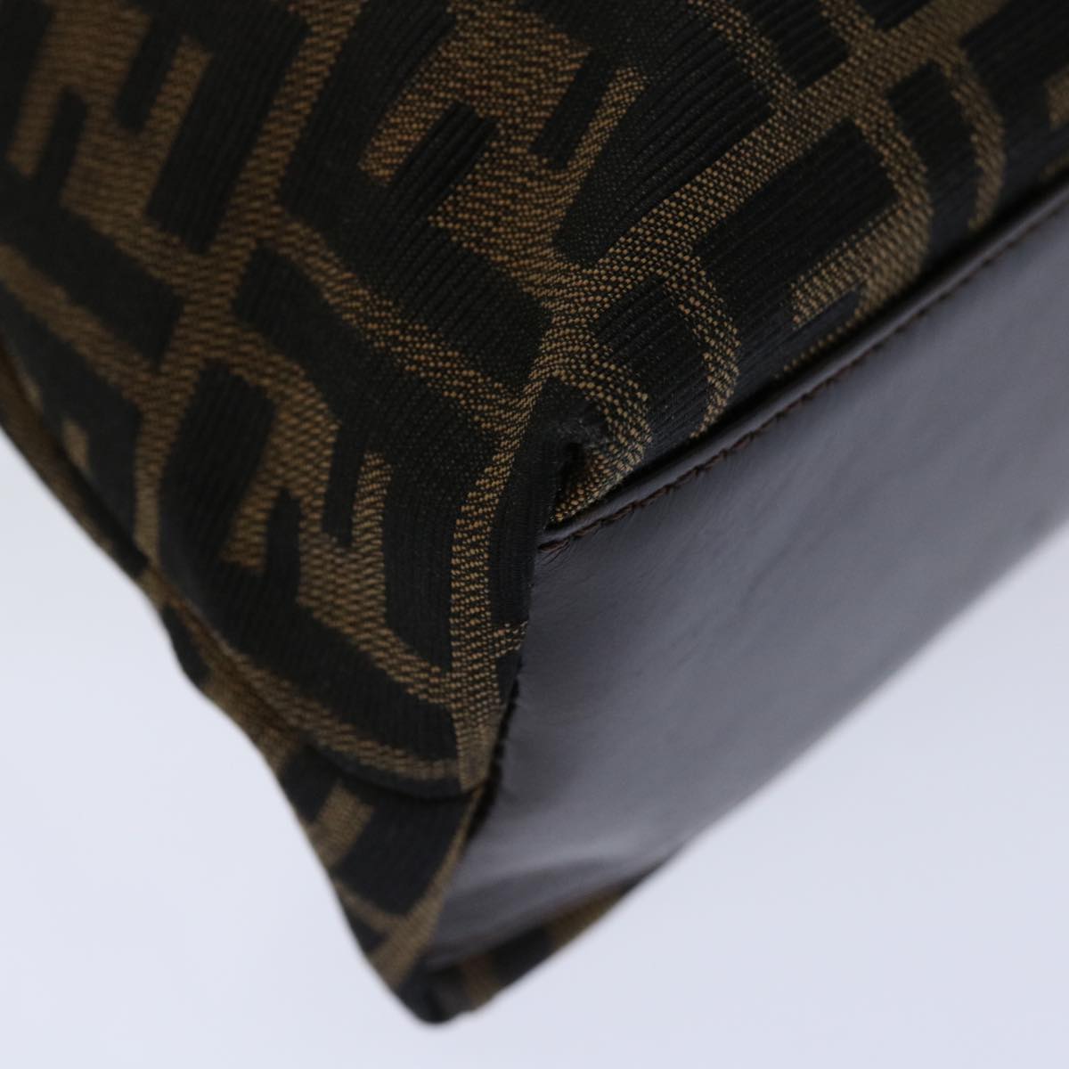 FENDI Zucca Canvas Hand Bag Black Brown
