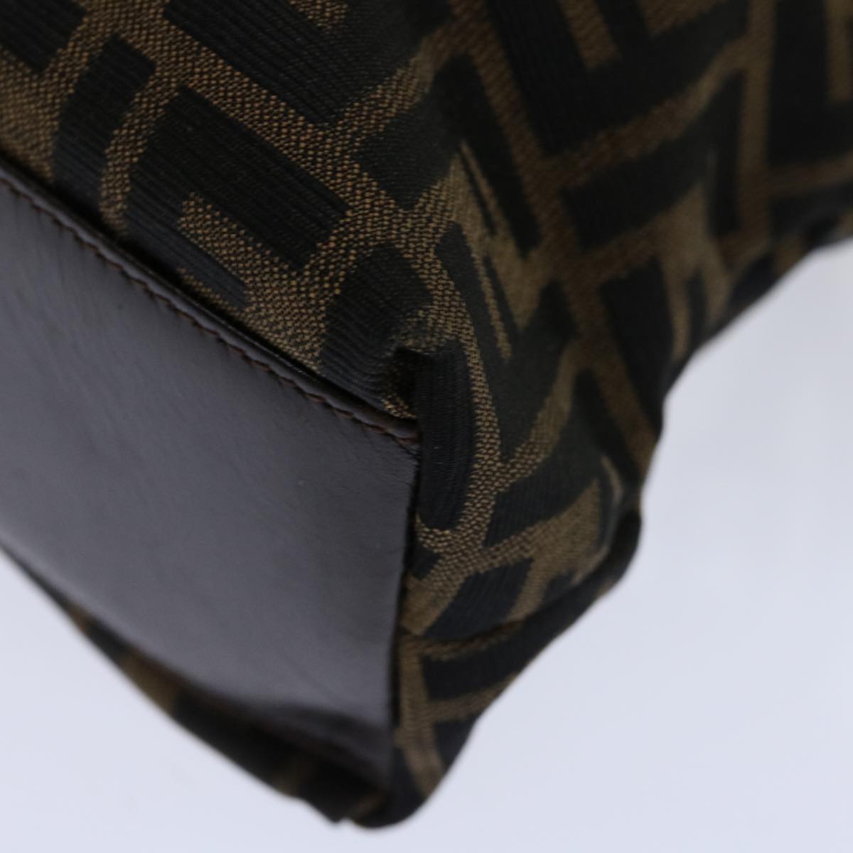 FENDI Zucca Canvas Hand Bag Black Brown