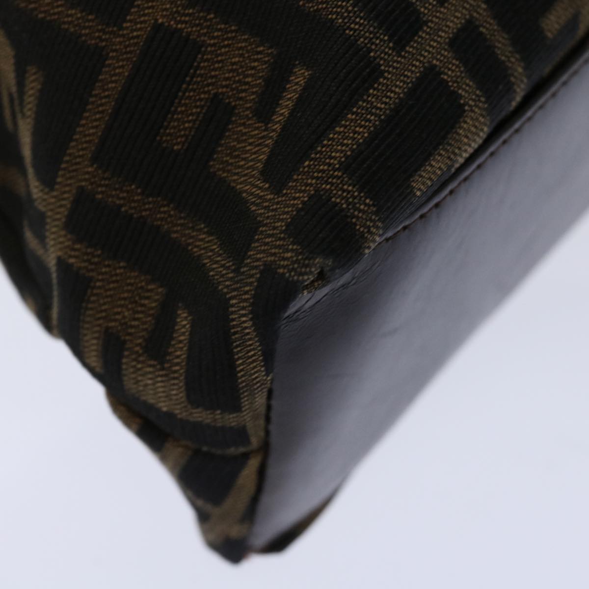 FENDI Zucca Canvas Hand Bag Black Brown