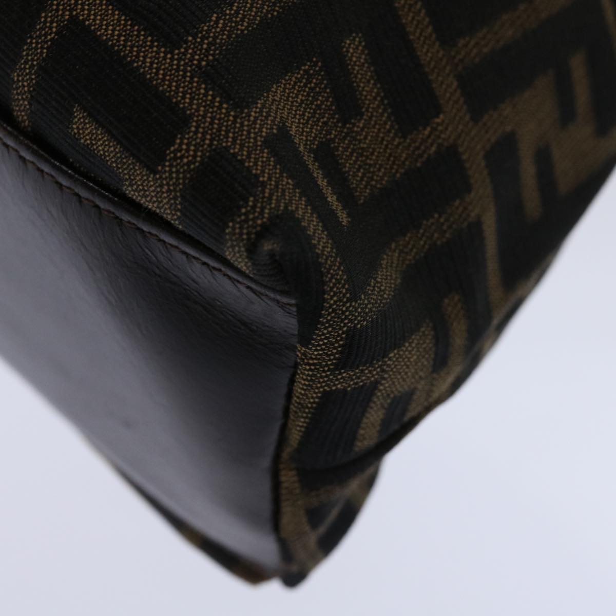 FENDI Zucca Canvas Hand Bag Black Brown