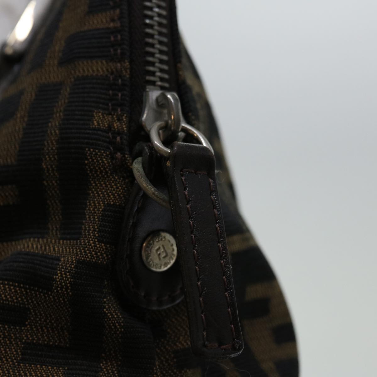 FENDI Zucca Canvas Hand Bag Black Brown