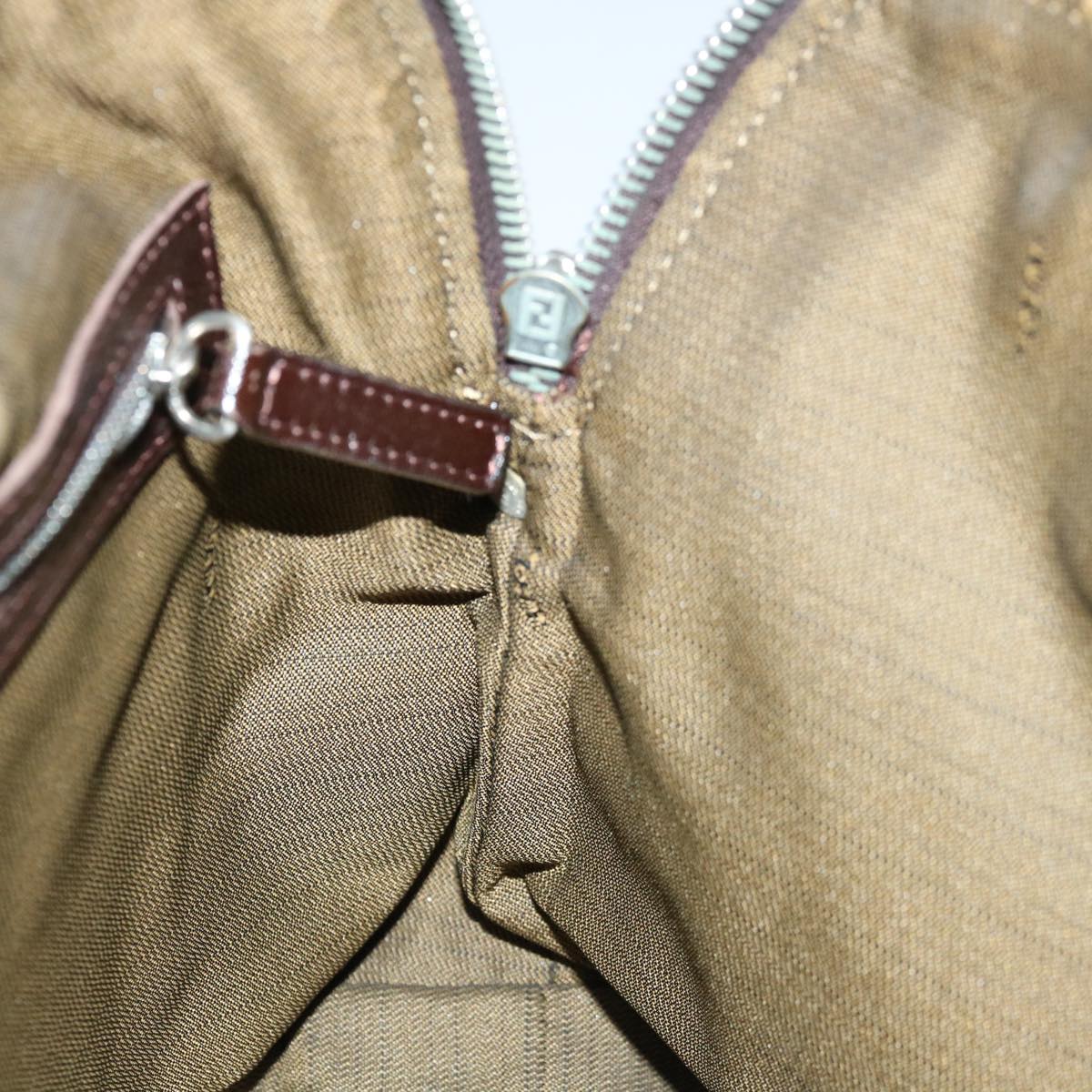 FENDI Zucca Canvas Hand Bag Black Brown