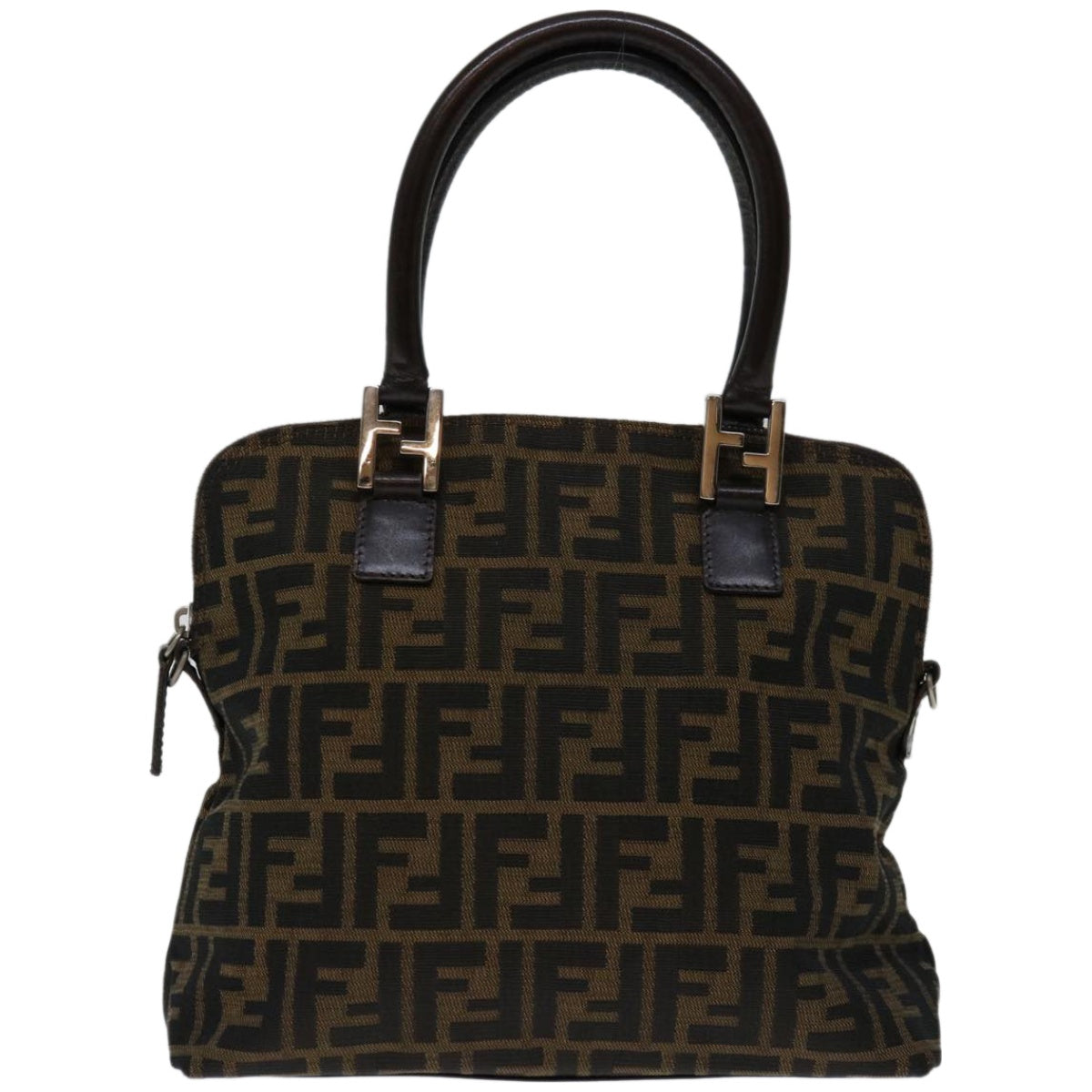 FENDI Zucca Canvas Hand Bag Black Brown