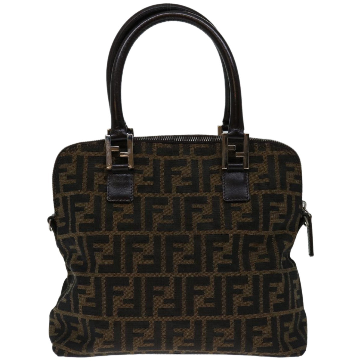 FENDI Zucca Canvas Hand Bag Black Brown