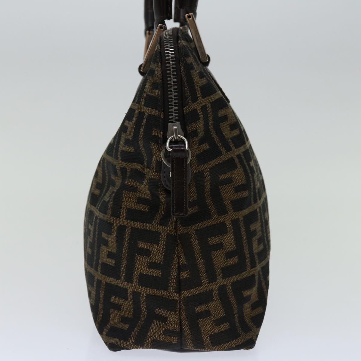 FENDI Zucca Canvas Hand Bag Black Brown
