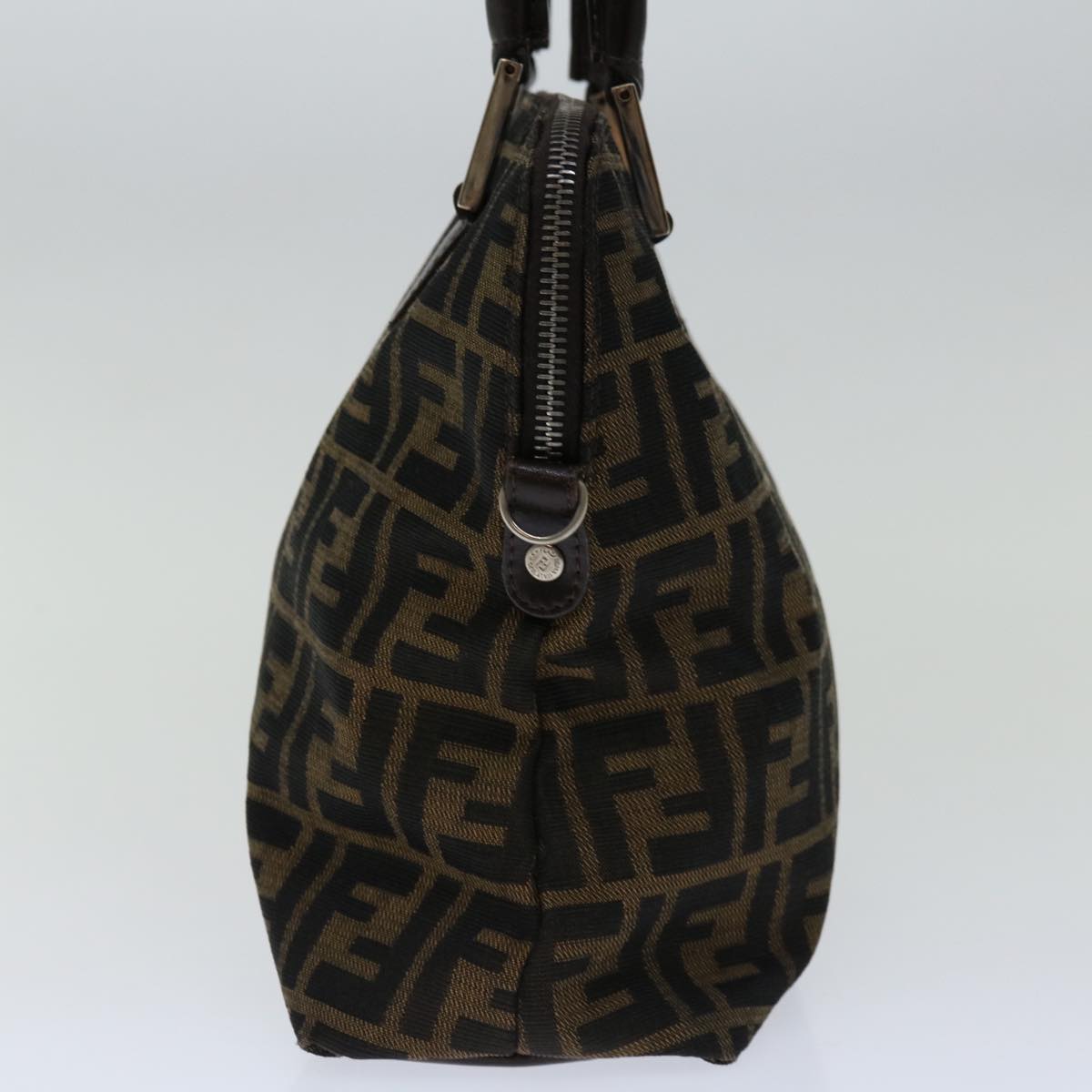 FENDI Zucca Canvas Hand Bag Black Brown