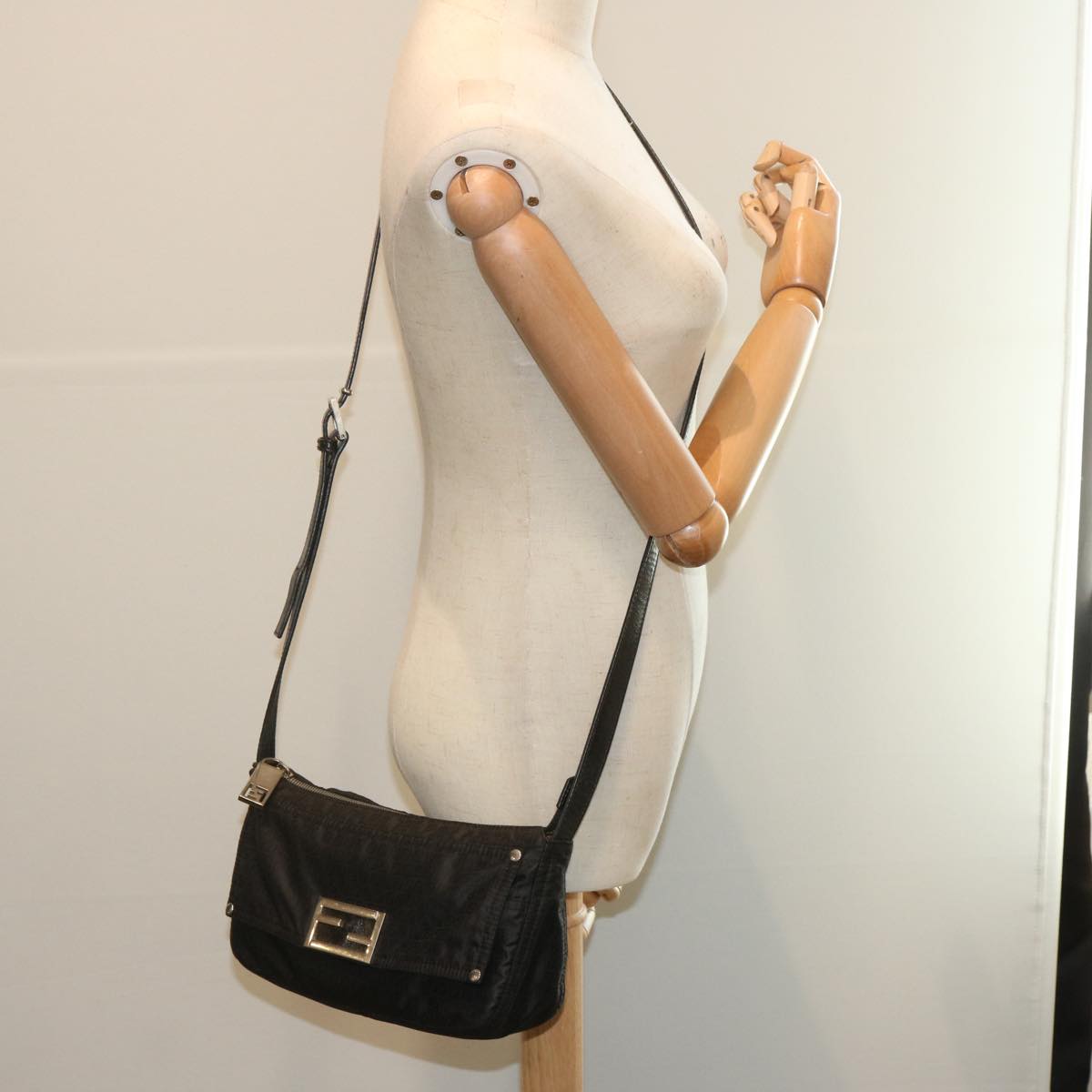 FENDI Shoulder Bag Nylon Black bs12484