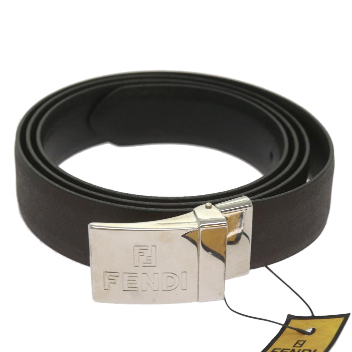FENDI Belt Leather 48.8"" Brown bs12494