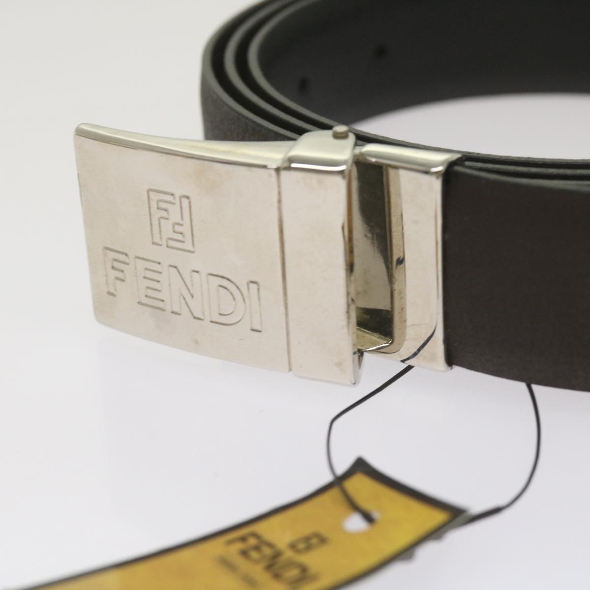 FENDI Belt Leather 48.8"" Brown bs12494