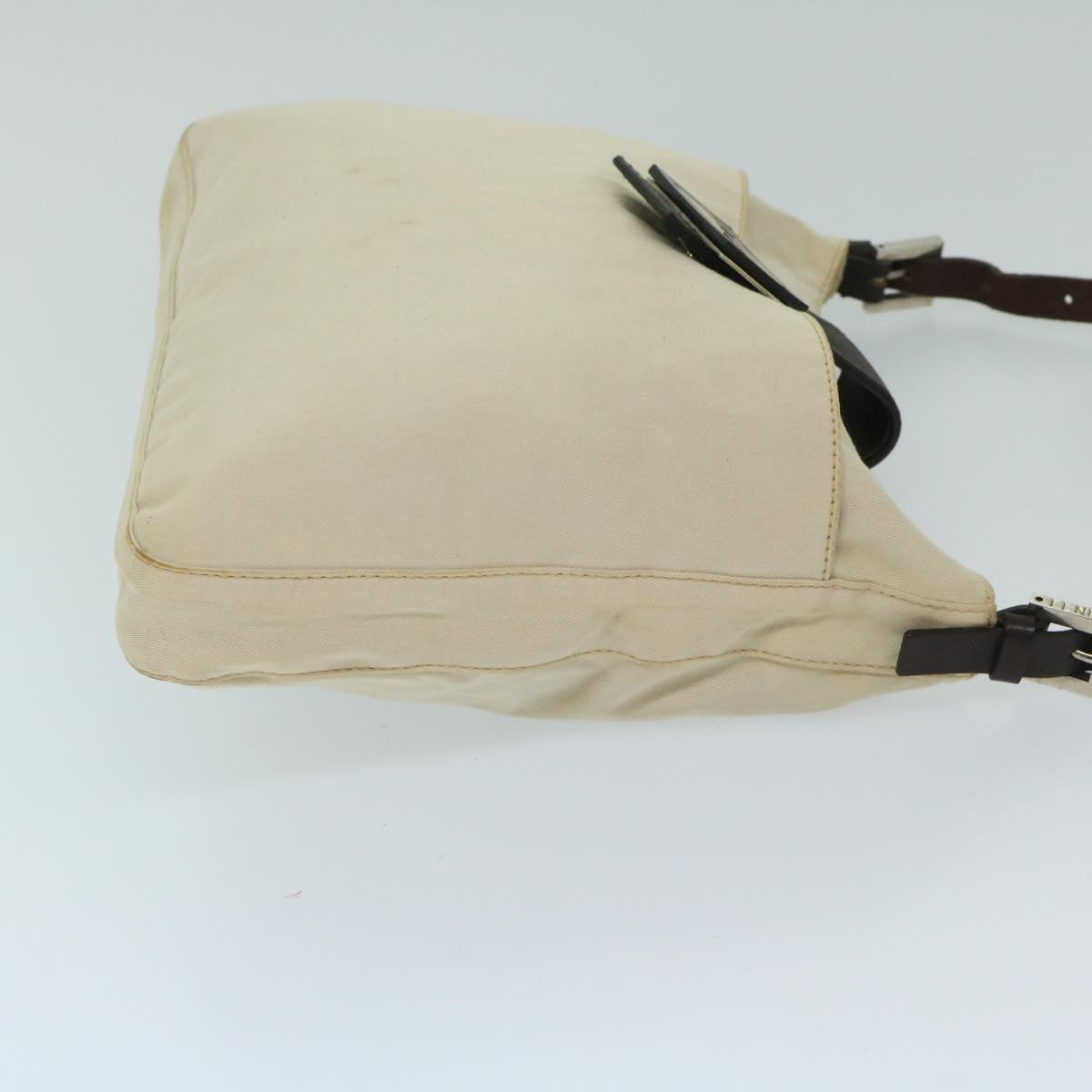 FENDI Mamma Baguette Shoulder Bag Canvas Beige bs12544