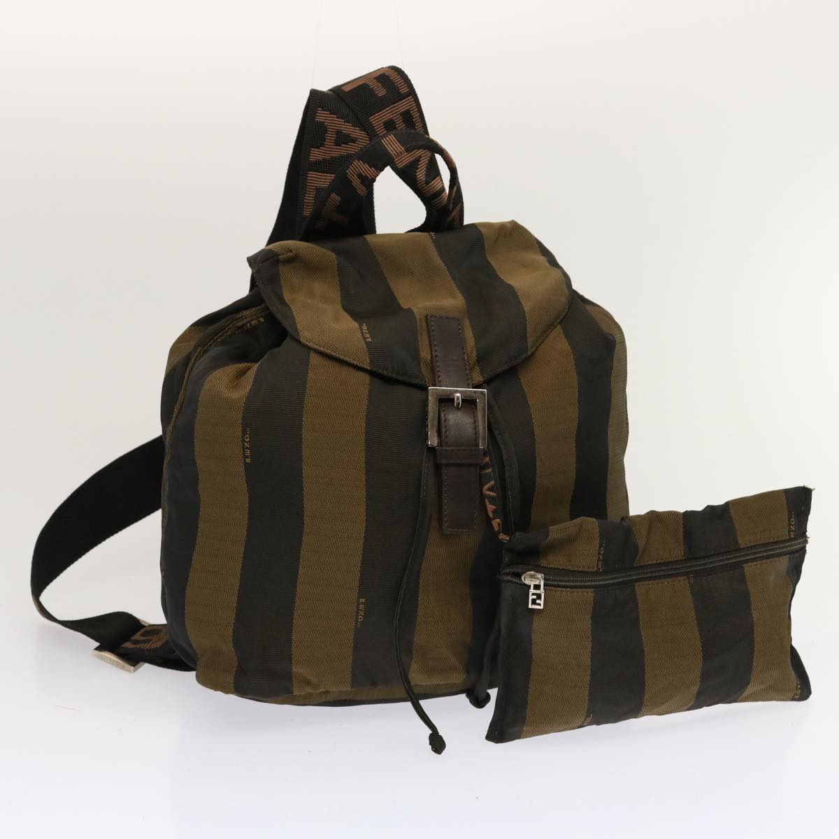 FENDI Pecan Canvas Backpack Nylon Brown bs12549