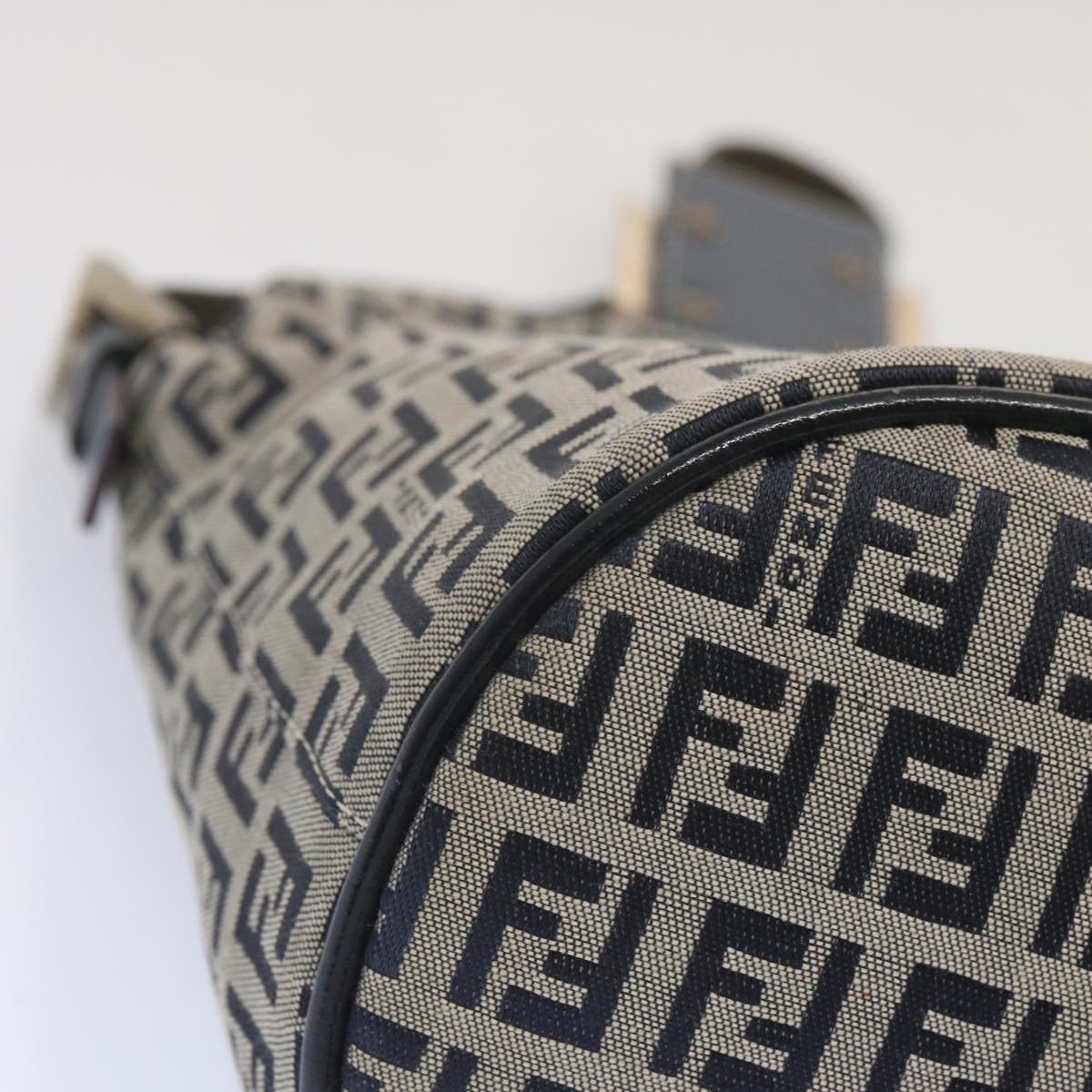 FENDI Zucchino Canvas Mamma Baguette Shoulder Bag Navy bs12563