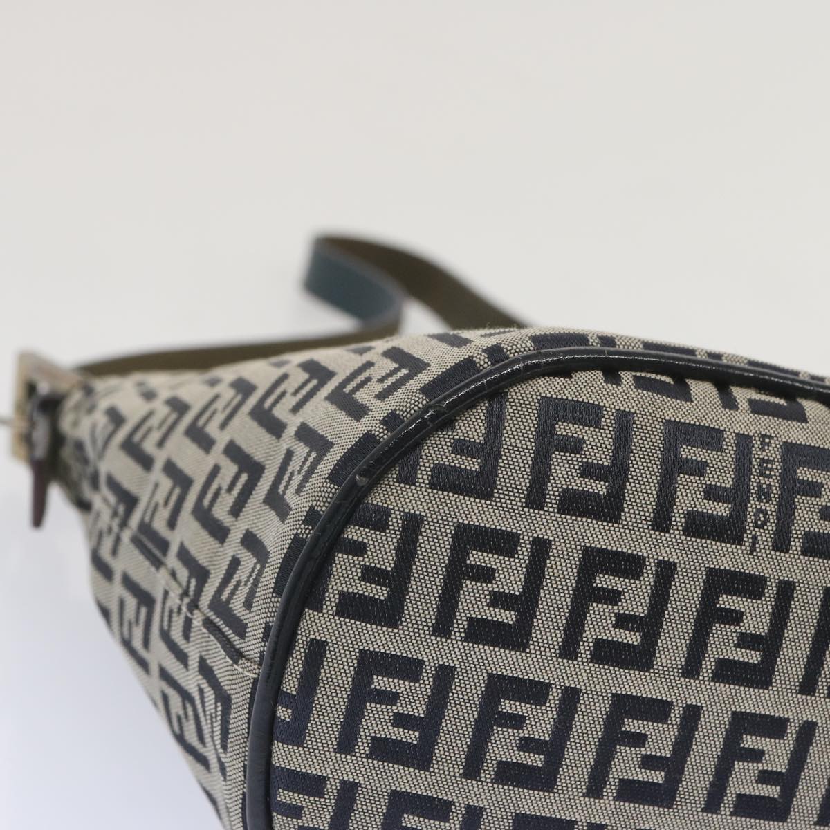 FENDI Zucchino Canvas Mamma Baguette Shoulder Bag Navy bs12563