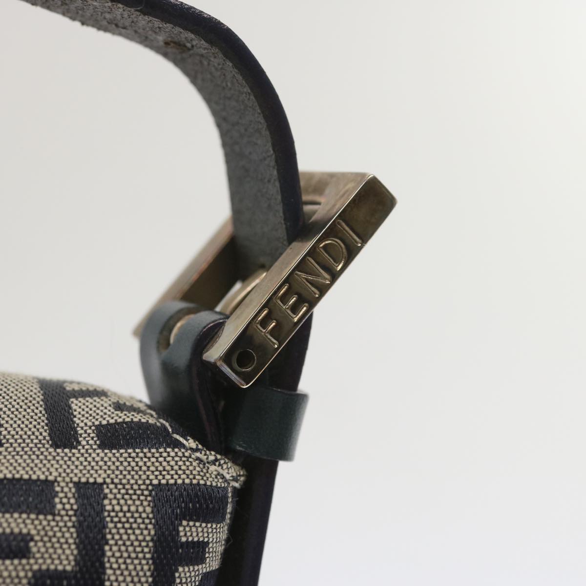 FENDI Zucchino Canvas Mamma Baguette Shoulder Bag Navy bs12563