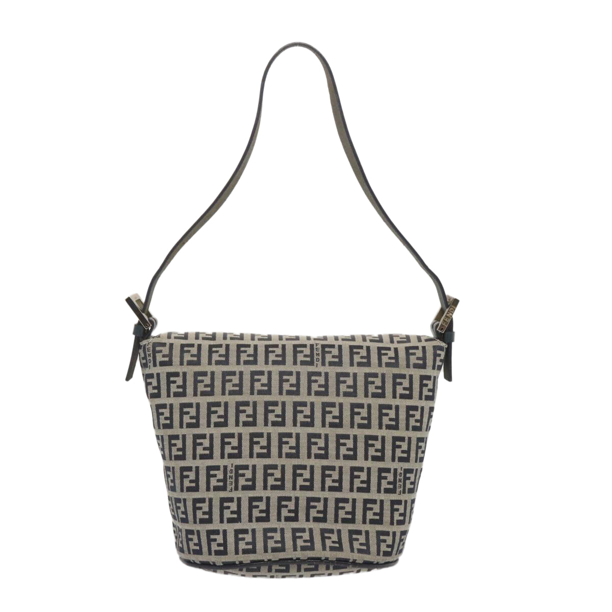 FENDI Zucchino Canvas Mamma Baguette Shoulder Bag Navy bs12563