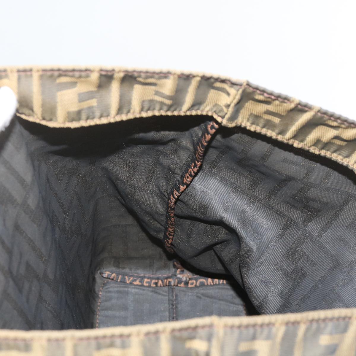 FENDI Zucca Canvas Hand Bag Brown Black bs12709