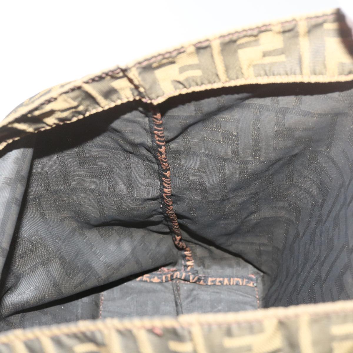 FENDI Zucca Canvas Hand Bag Brown Black bs12709