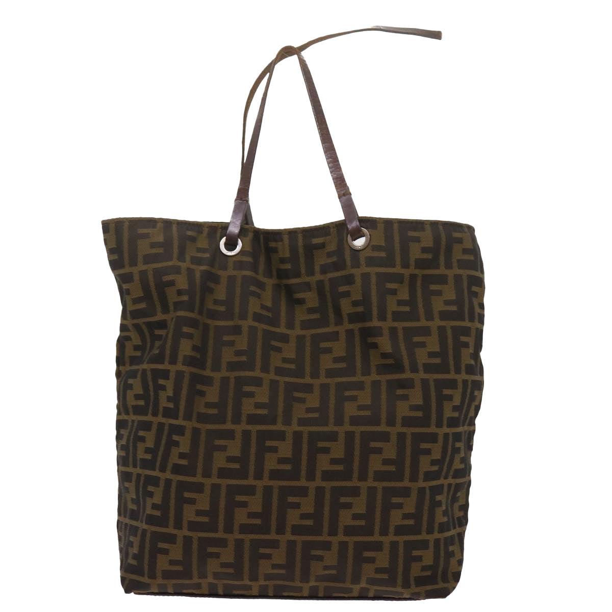 FENDI Zucca Canvas Hand Bag Brown Black bs12709