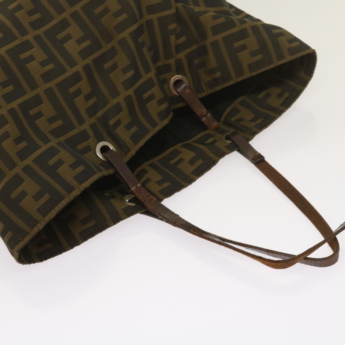 FENDI Zucca Canvas Hand Bag Brown Black bs12709