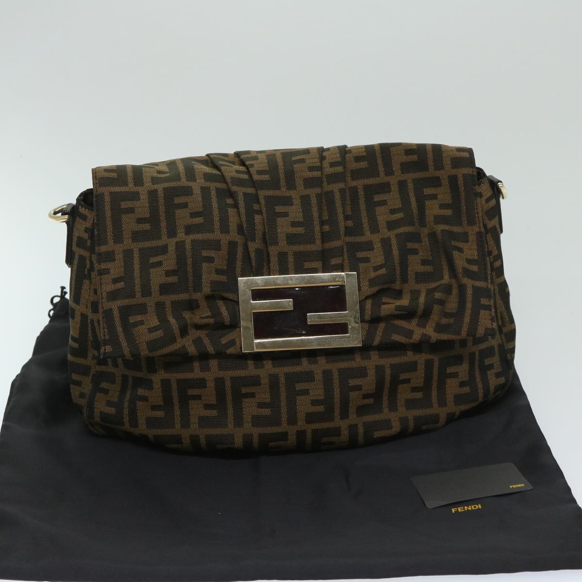 FENDI Zucca Canvas Shoulder Bag Brown bs12711