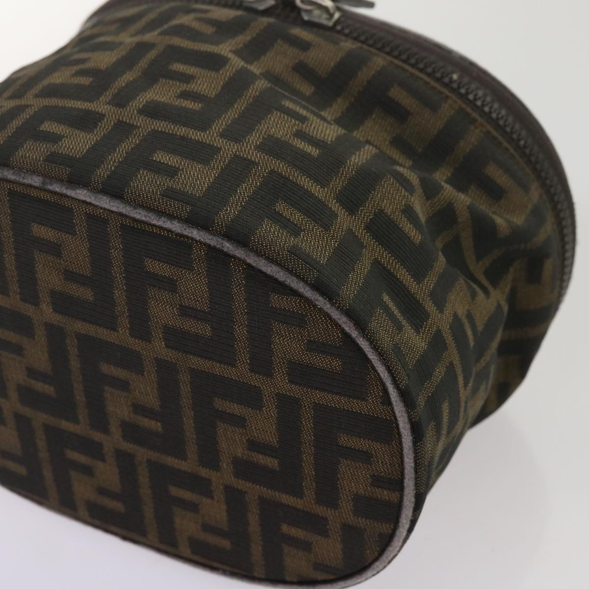 FENDI Zucca Canvas Vanity Hand Bag Brown Black bs12714