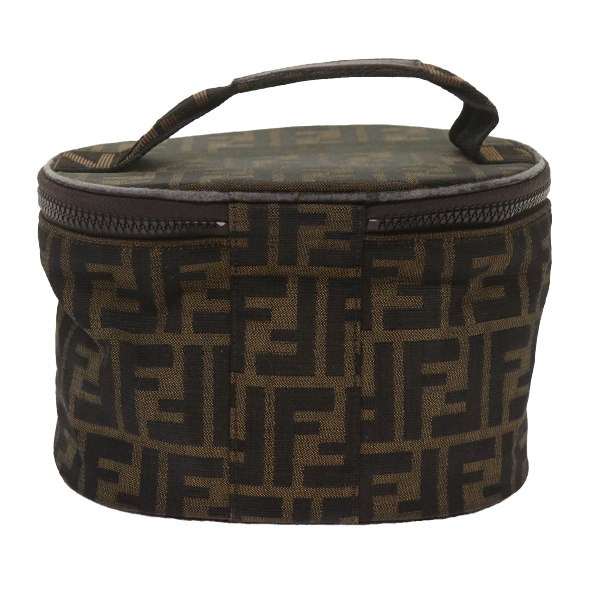 FENDI Zucca Canvas Vanity Hand Bag Brown Black bs12714