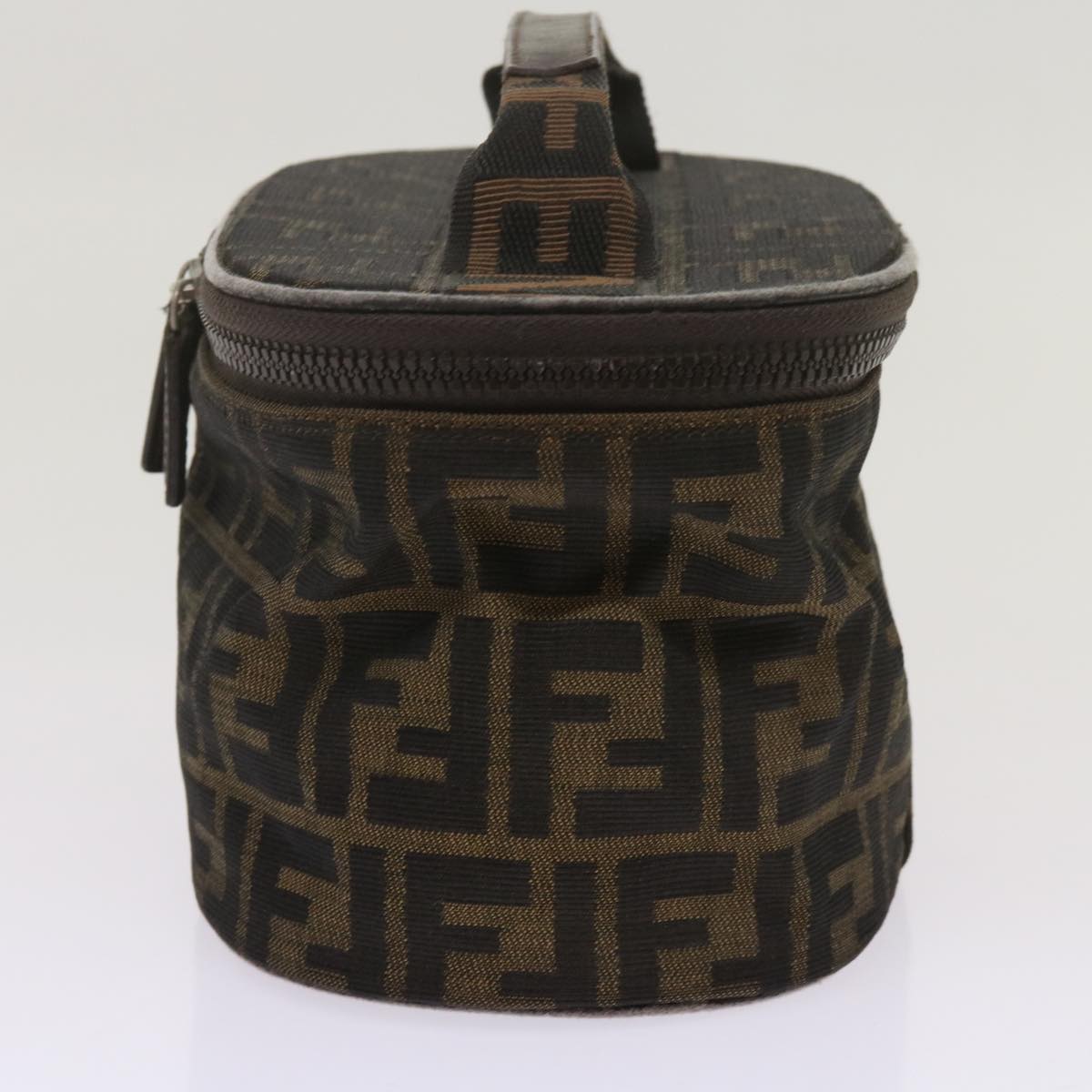 FENDI Zucca Canvas Vanity Hand Bag Brown Black bs12714