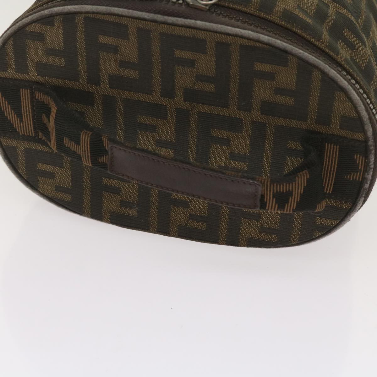 FENDI Zucca Canvas Vanity Hand Bag Brown Black bs12714