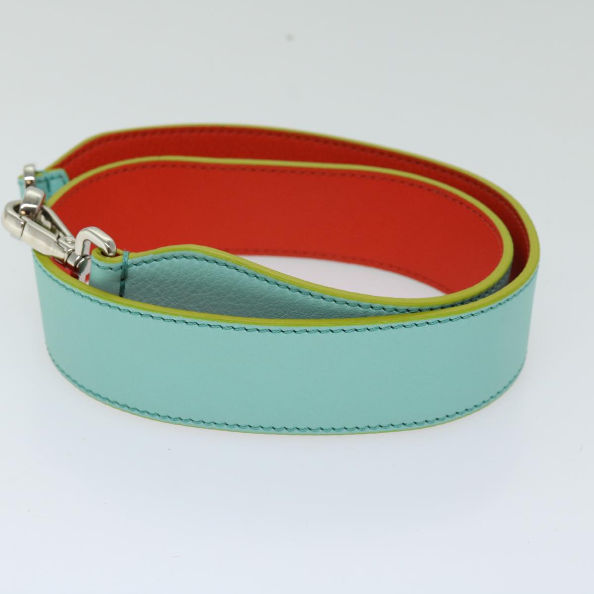 FENDI Shoulder Strap Leather 35.4"" Light Blue Orange bs12734
