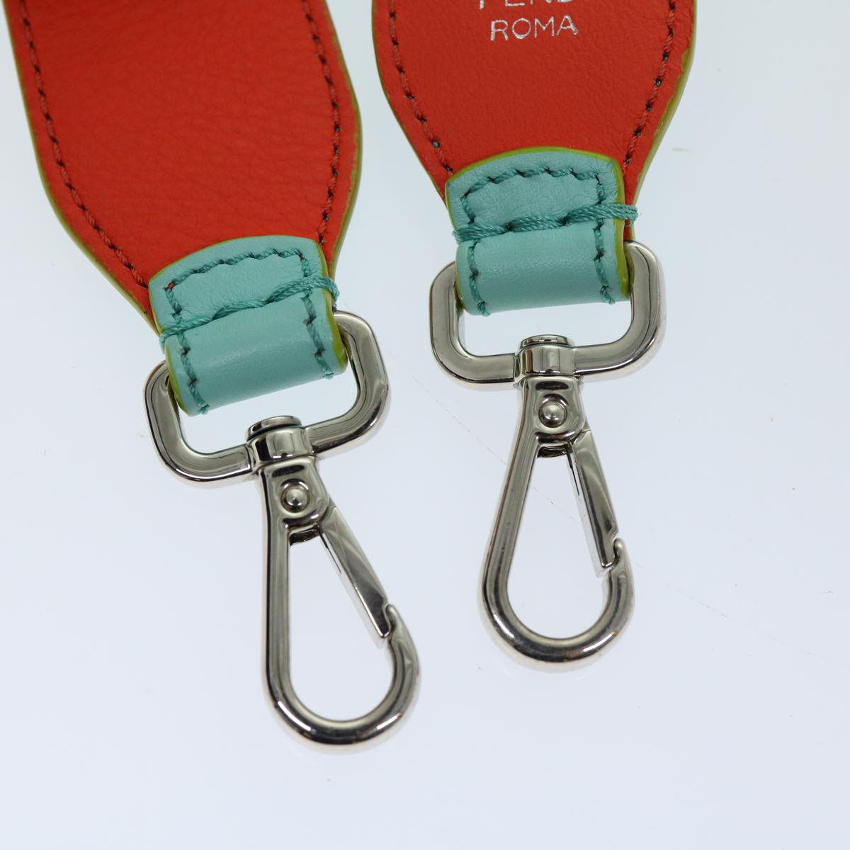 FENDI Shoulder Strap Leather 35.4"" Light Blue Orange bs12734