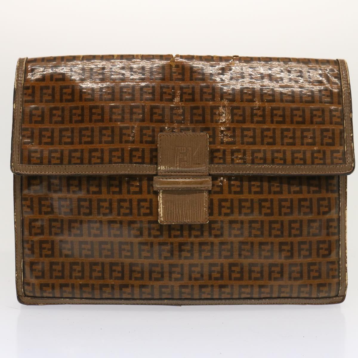 FENDI Zucchino Canvas Pecan Canvas Shoulder Bag 3Set Black Brown bs12932