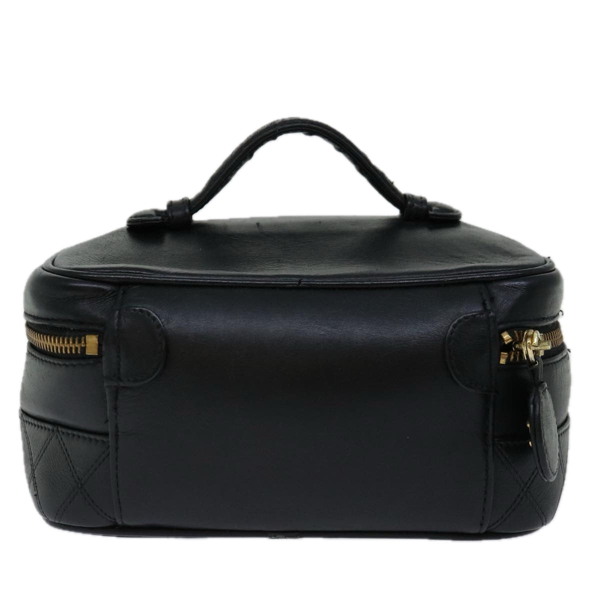 CHANEL Bicolole Vanity Cosmetic Pouch Leather Black CC bs13181