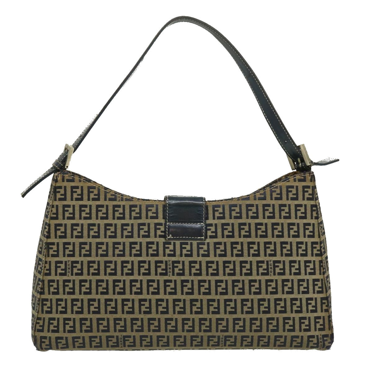 FENDI Zucchino Canvas Mamma Baguette Shoulder Bag Navy bs1329
