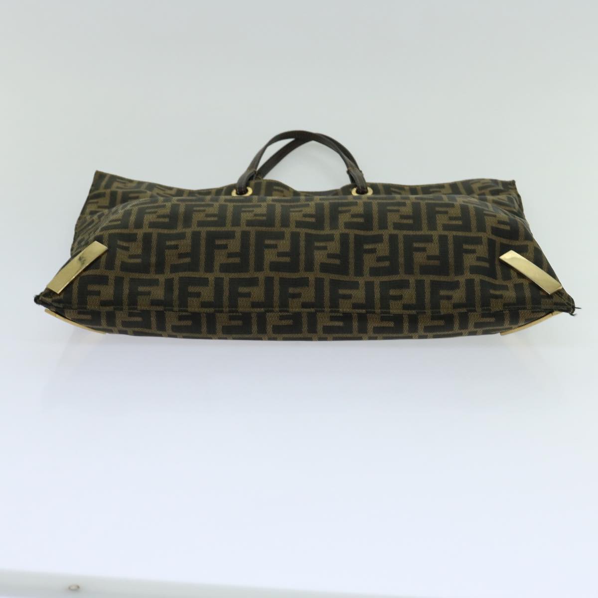 FENDI Zucca Canvas Hand Bag Brown Black bs13299