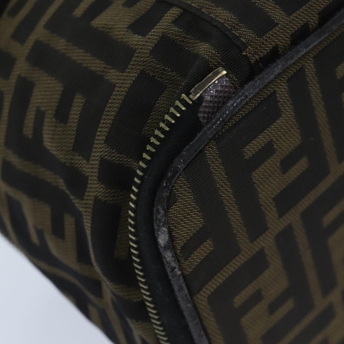 FENDI Zucca Canvas Vanity Pouch Brown Black bs13353