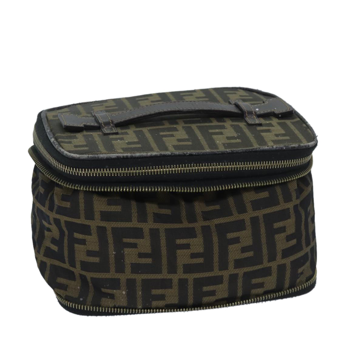 FENDI Zucca Canvas Vanity Pouch Brown Black bs13353