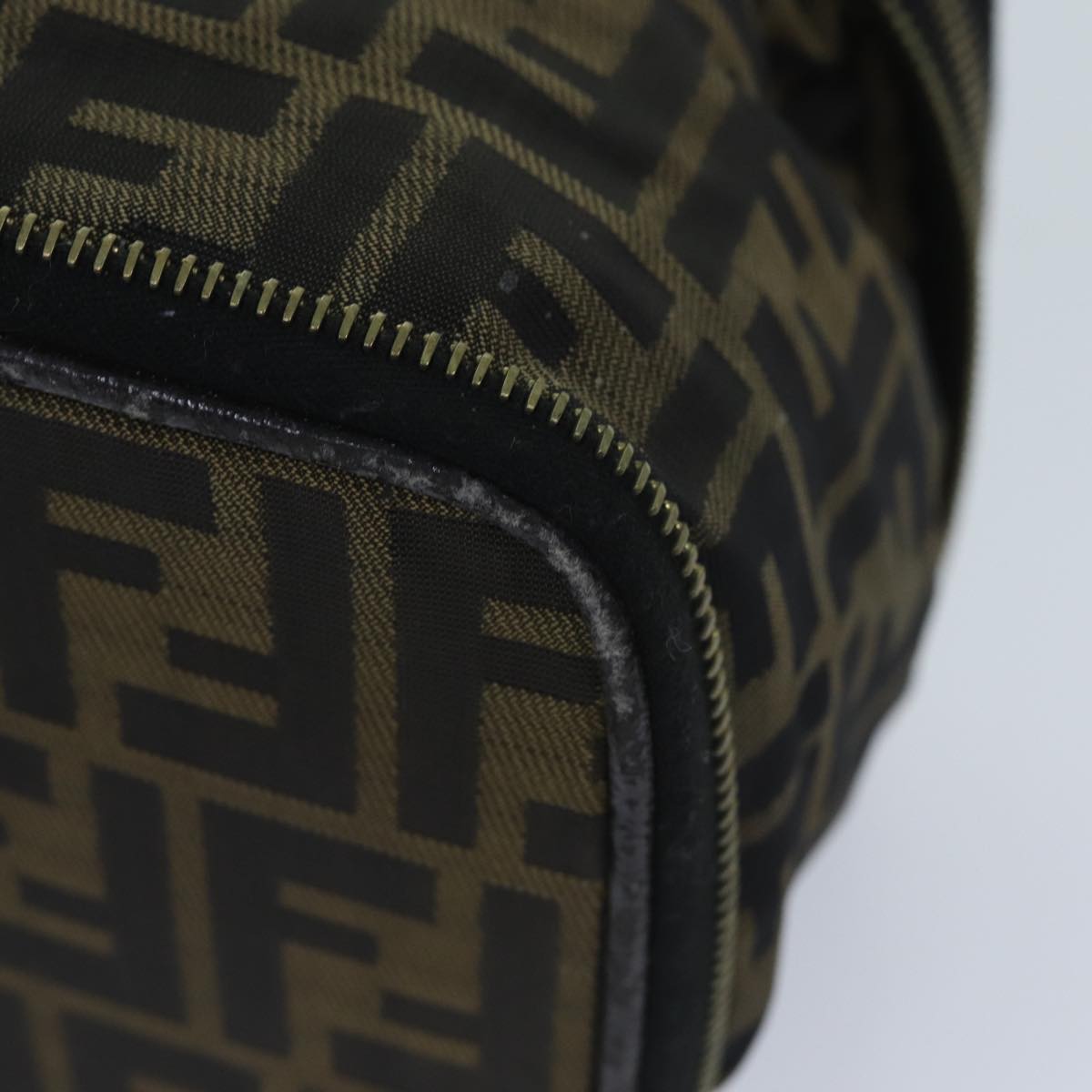 FENDI Zucca Canvas Vanity Pouch Brown Black bs13353