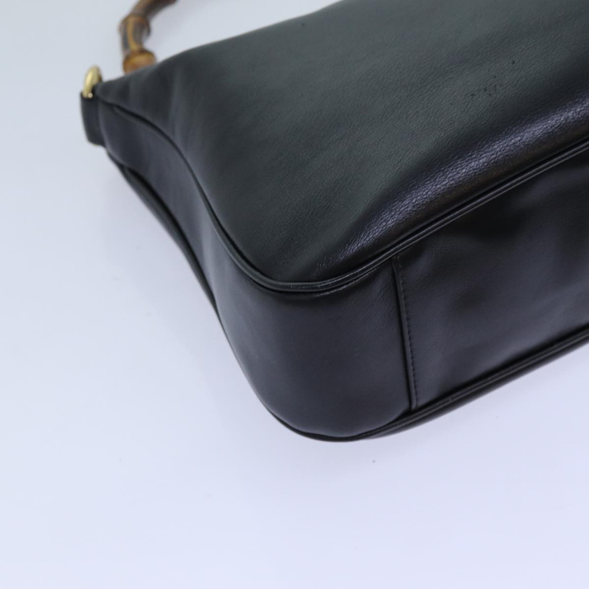 GUCCI Bamboo Shoulder Bag Leather 2way Black 001 1998 1638 bs13384