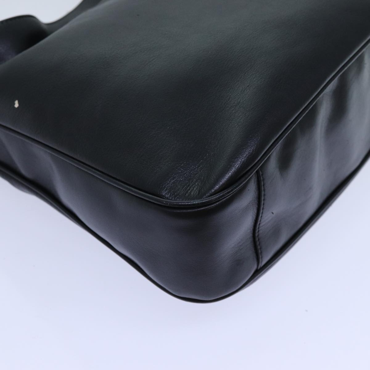 GUCCI Bamboo Shoulder Bag Leather 2way Black 001 1998 1638 bs13384