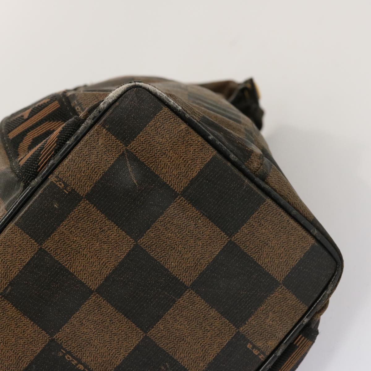 FENDI Pequin Zucchino Pouch Hand Bag Coated Canvas 3Set Brown bs13404