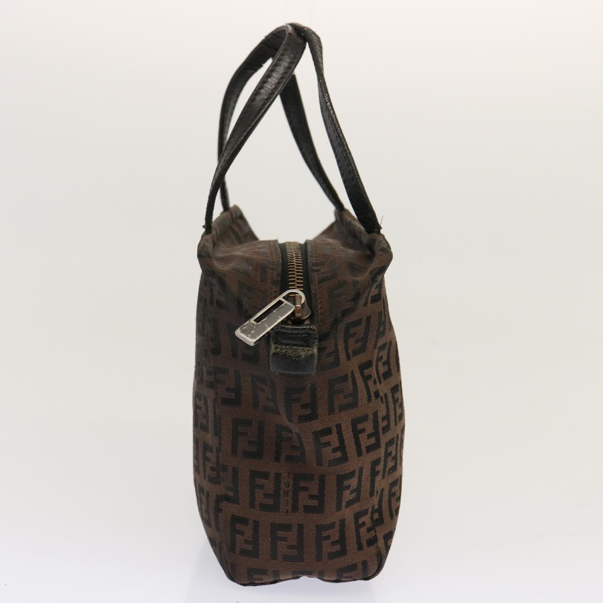 FENDI Pequin Zucchino Pouch Hand Bag Coated Canvas 3Set Brown bs13404