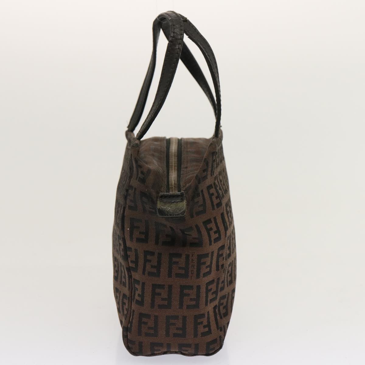 FENDI Pequin Zucchino Pouch Hand Bag Coated Canvas 3Set Brown bs13404