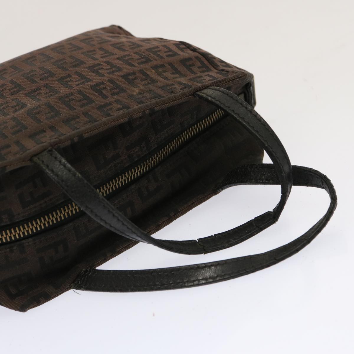 FENDI Pequin Zucchino Pouch Hand Bag Coated Canvas 3Set Brown bs13404