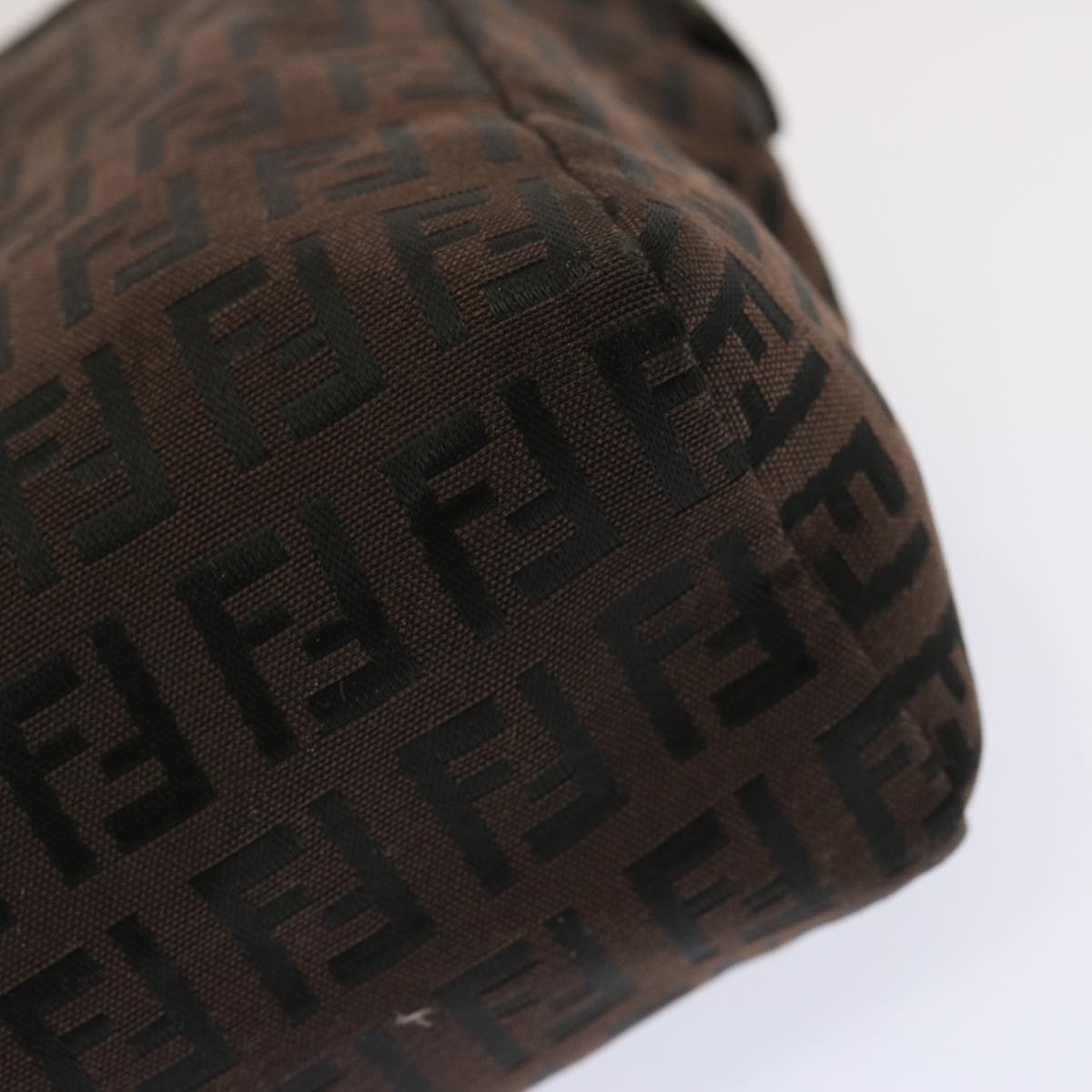 FENDI Pequin Zucchino Pouch Hand Bag Coated Canvas 3Set Brown bs13404