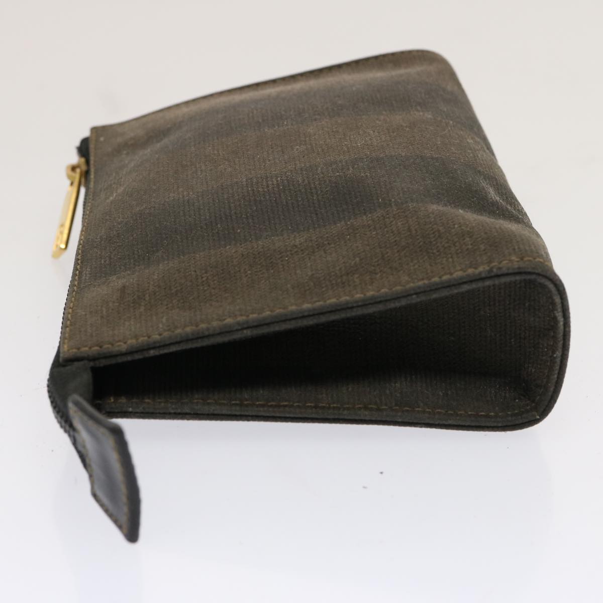 FENDI Pequin Zucchino Pouch Hand Bag Coated Canvas 3Set Brown bs13404